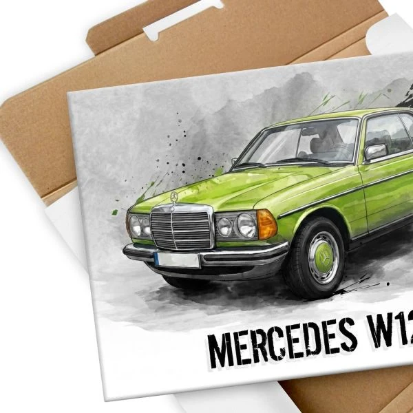 Plakat z pudelkiem Mercedes W123 Coupe
